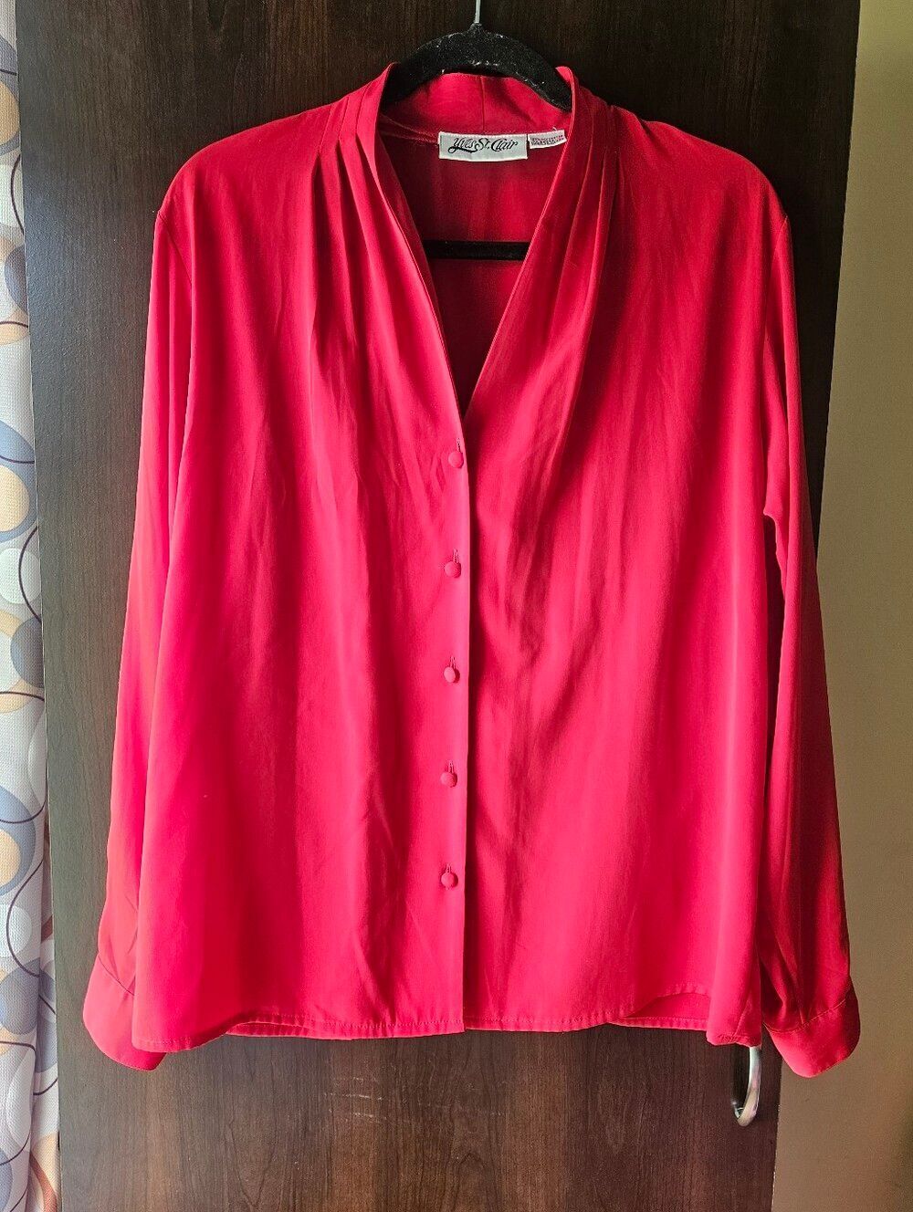 Vintage Yves St. Clair Red Button-Front Women's Blouse Size 16